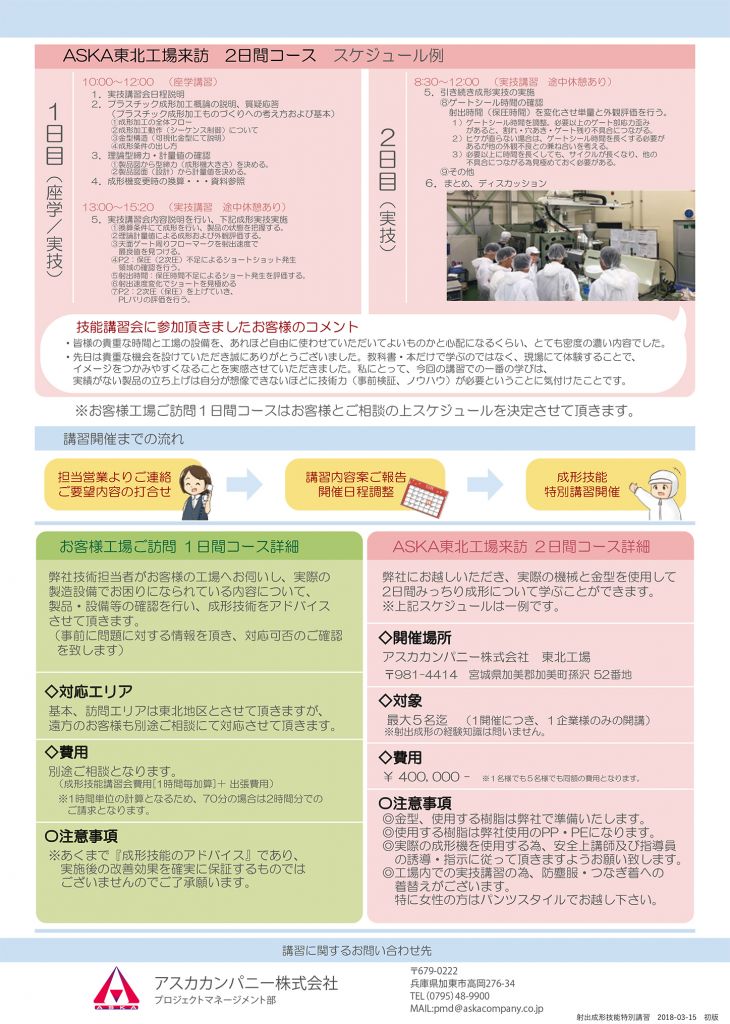 射出成形の技能講習