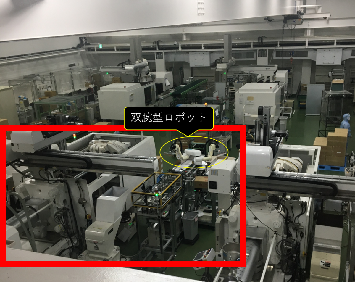 スカラロボットが設置されているラインを上から見た状態