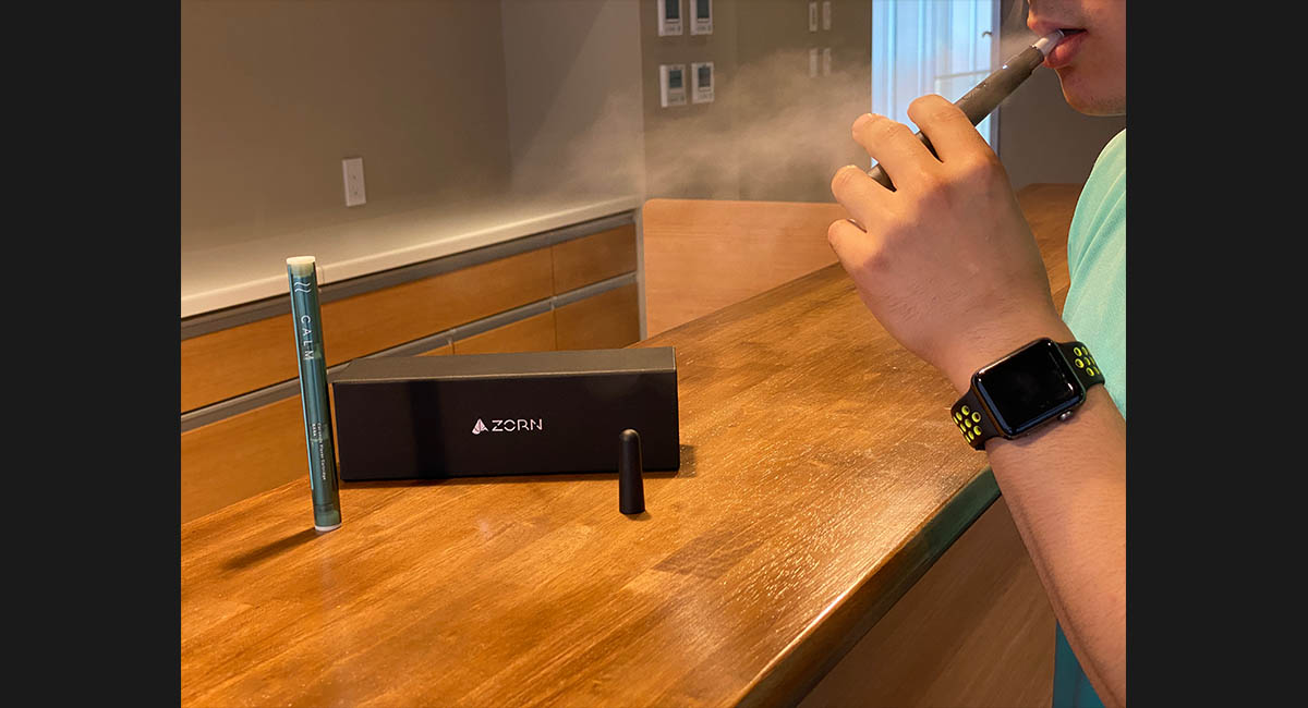 実際にブリージングデバイスを使用しているところ