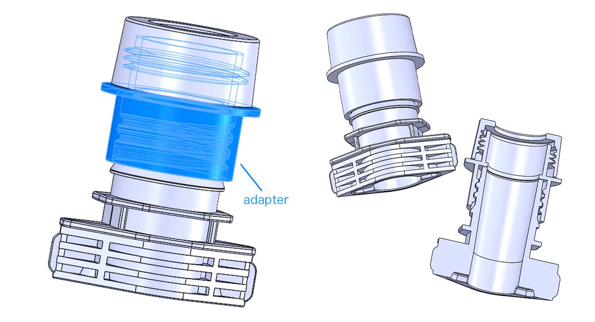 AS16スパウトポンプ用アダプター設計